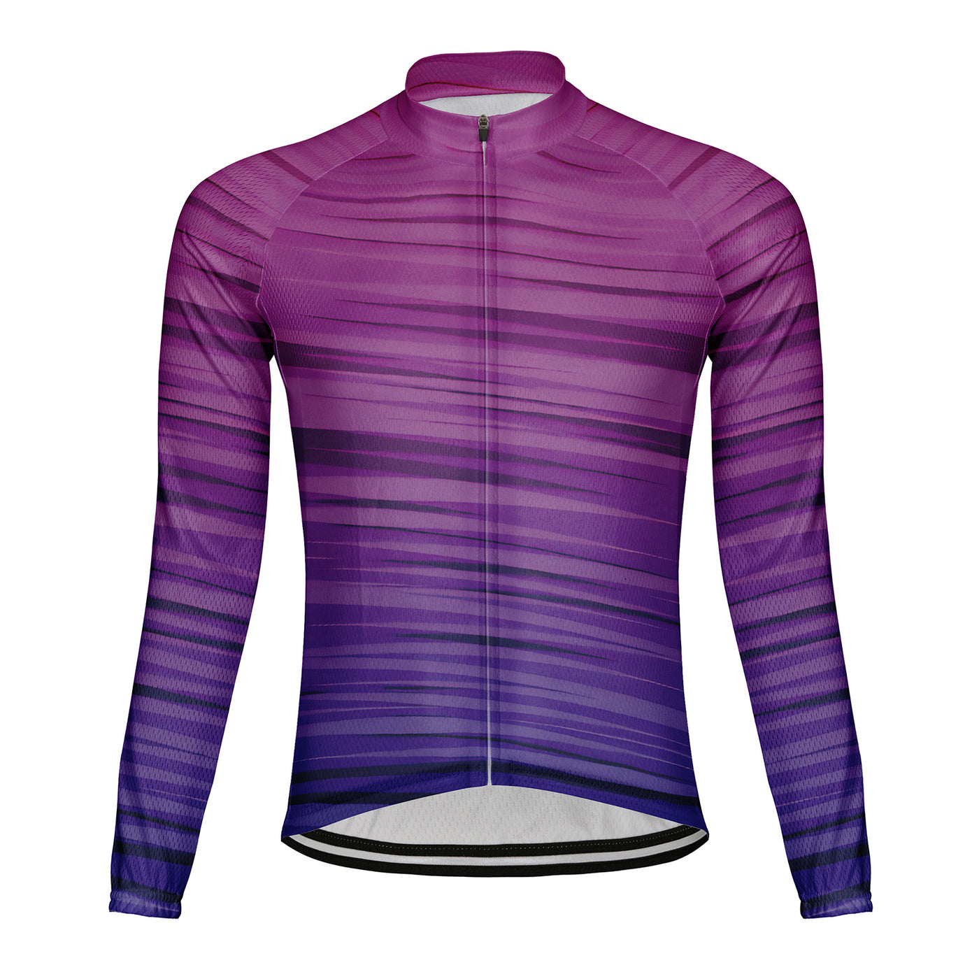 Customized Pink Purple Gradient Rhythm Men's Winter Thermal Fleece Cycling Jersey Long Sleeve