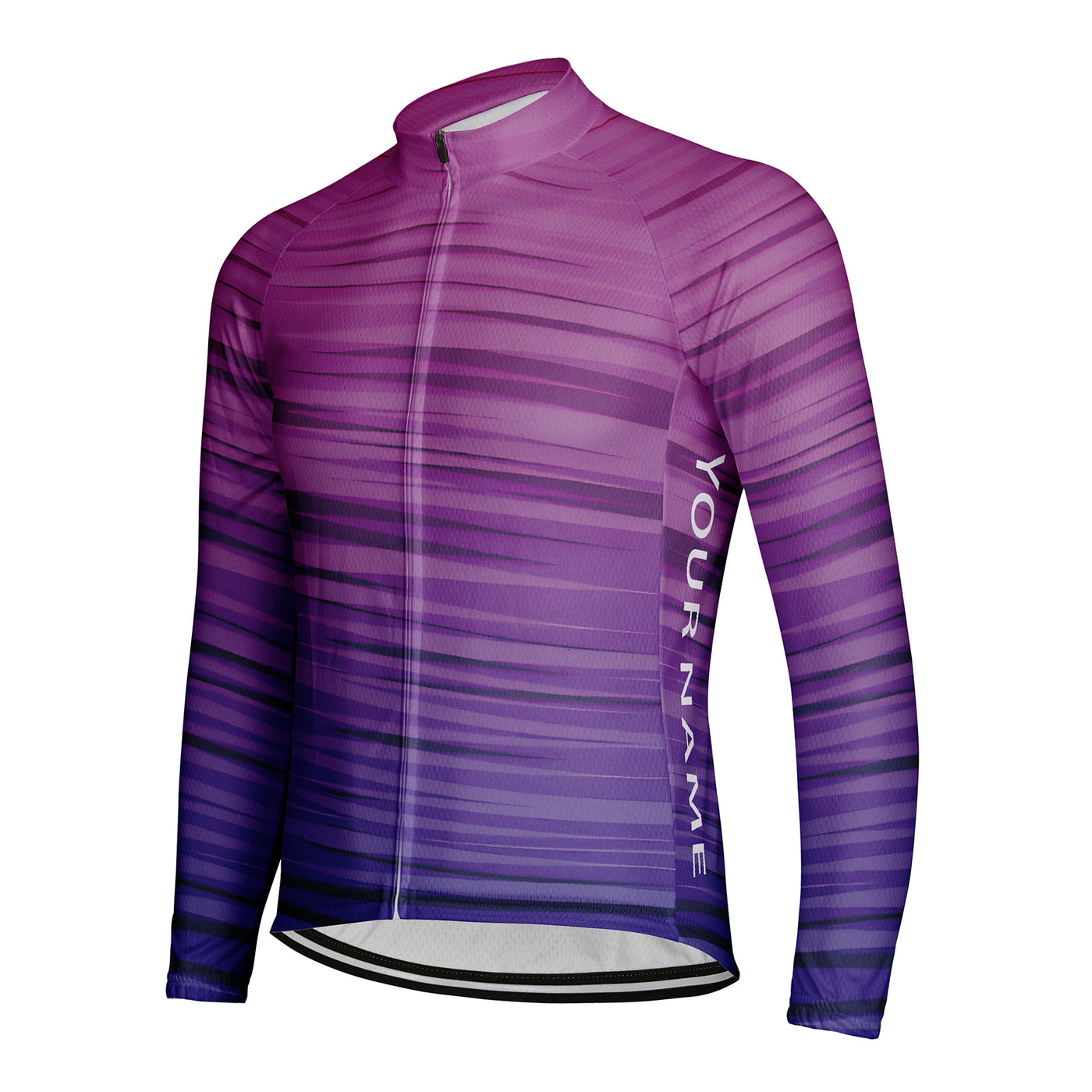 Customized Pink Purple Gradient Rhythm Men's Cycling Jersey Long Sleeve
