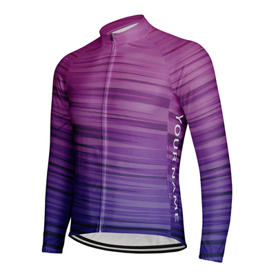 Customized Pink Purple Gradient Rhythm Men's Winter Thermal Fleece Cycling Jersey Long Sleeve
