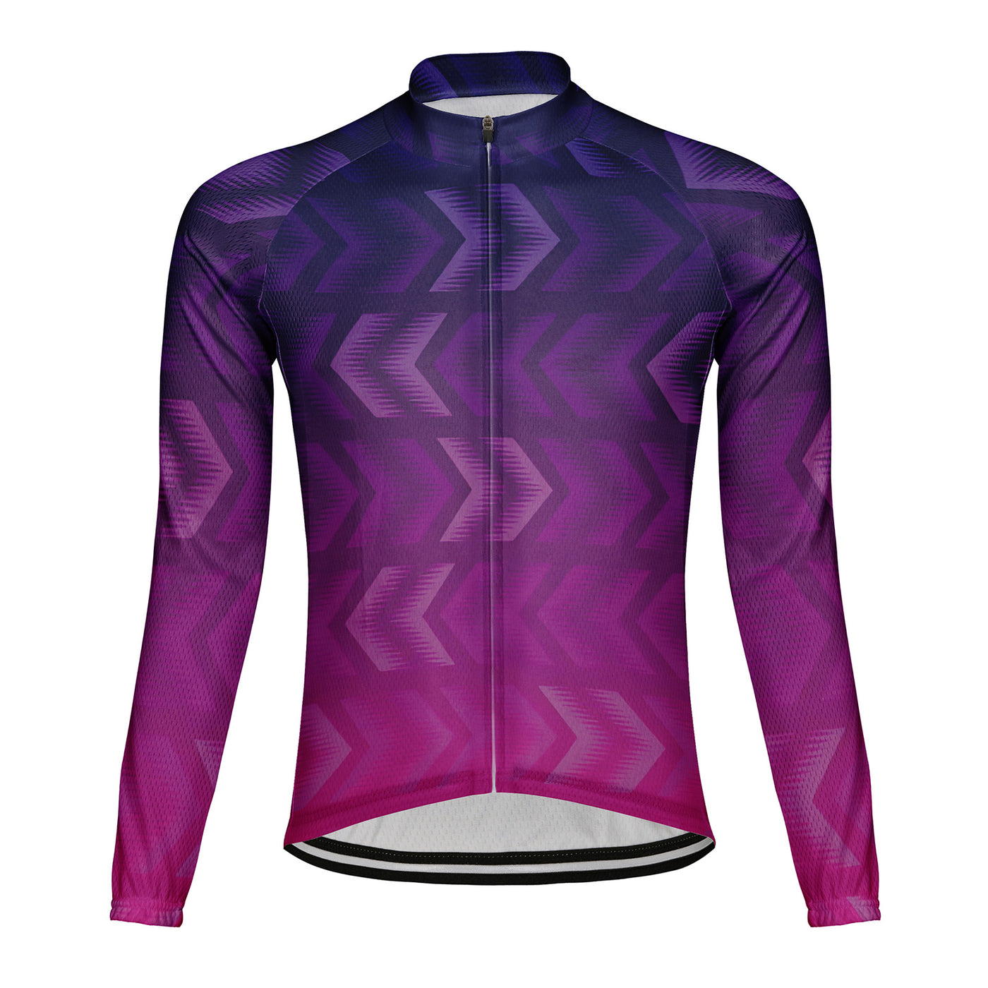 Customized Purple Pink Arrow Gradient Men's Winter Thermal Fleece Cycling Jersey Long Sleeve