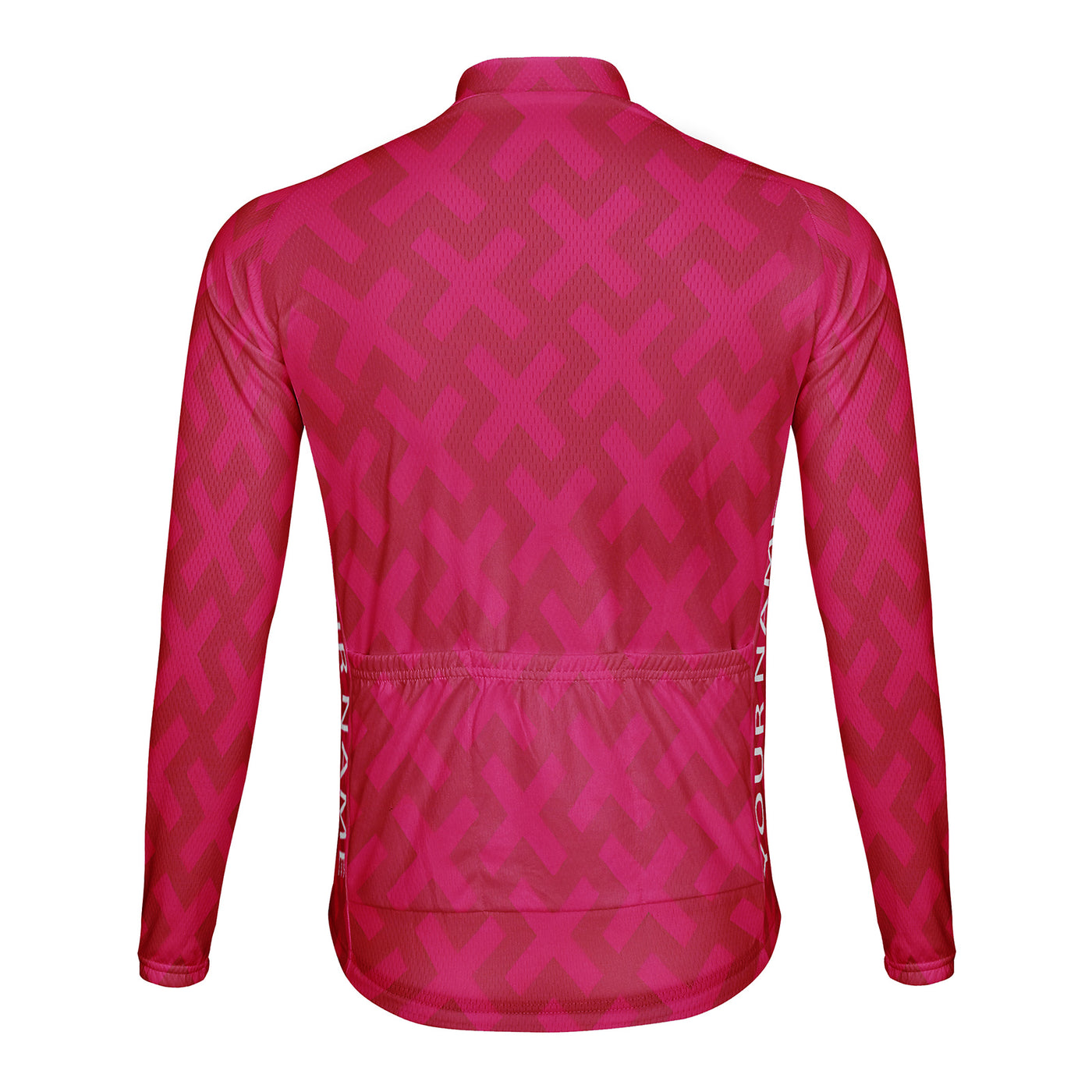 Customized Red Cross Grid Pattern Men's Cycling Jersey Long Sleeve