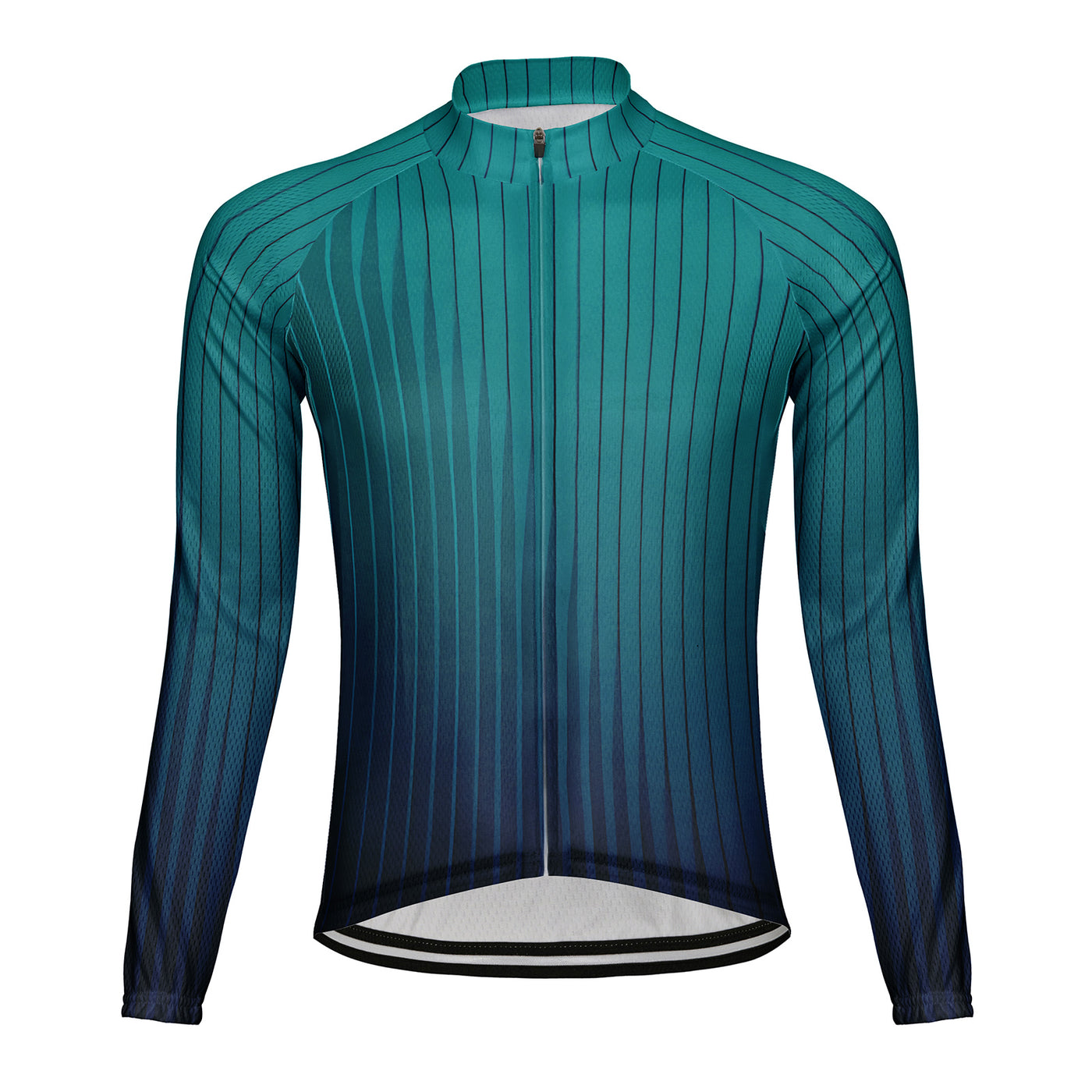 Customized Gradient Green Men's Cycling Jersey Long Sleeve