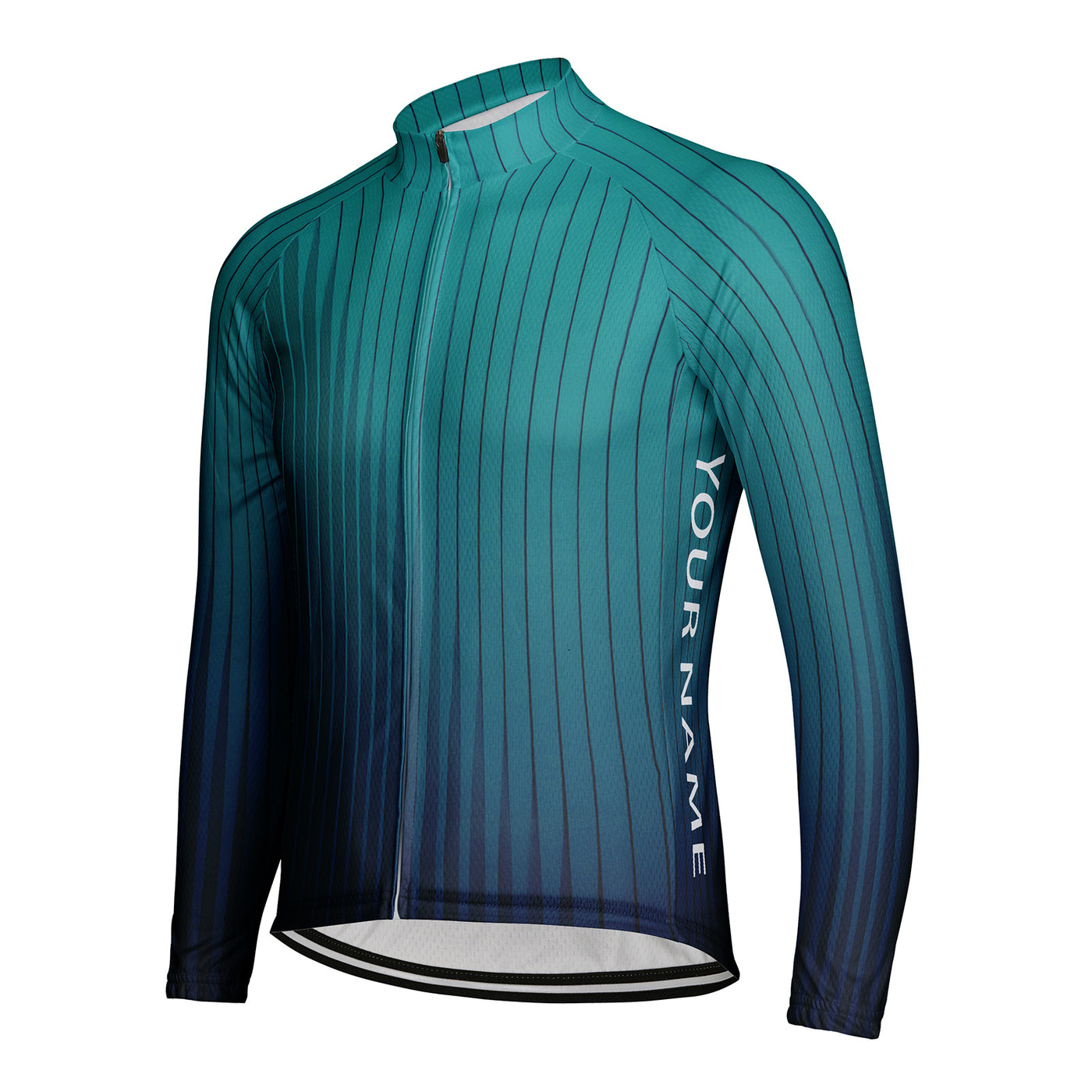 Customized Gradient Green Men's Cycling Jersey Long Sleeve