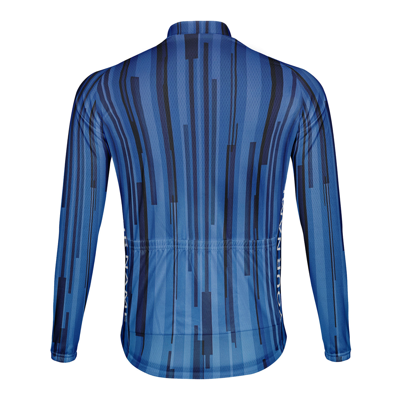 Customized Deep Blue Vertical Line Men's Cycling Jersey Long Sleeve