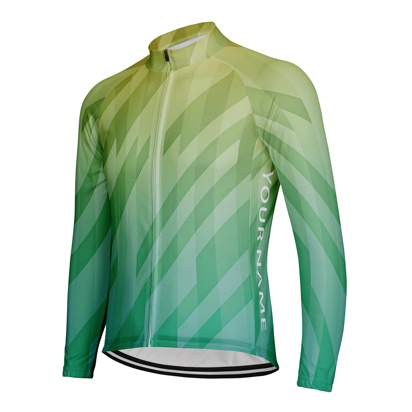 Customized Yellow green gradient Men's Cycling Jersey Long Sleeve
