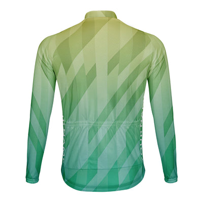 Customized Yellow green gradient Men's Winter Thermal Fleece Cycling Jersey Long Sleeve
