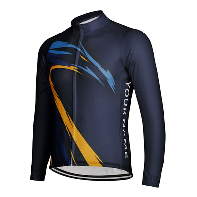Customized Eagle Head Shape Men's Winter Thermal Fleece Cycling Jersey Long Sleeve