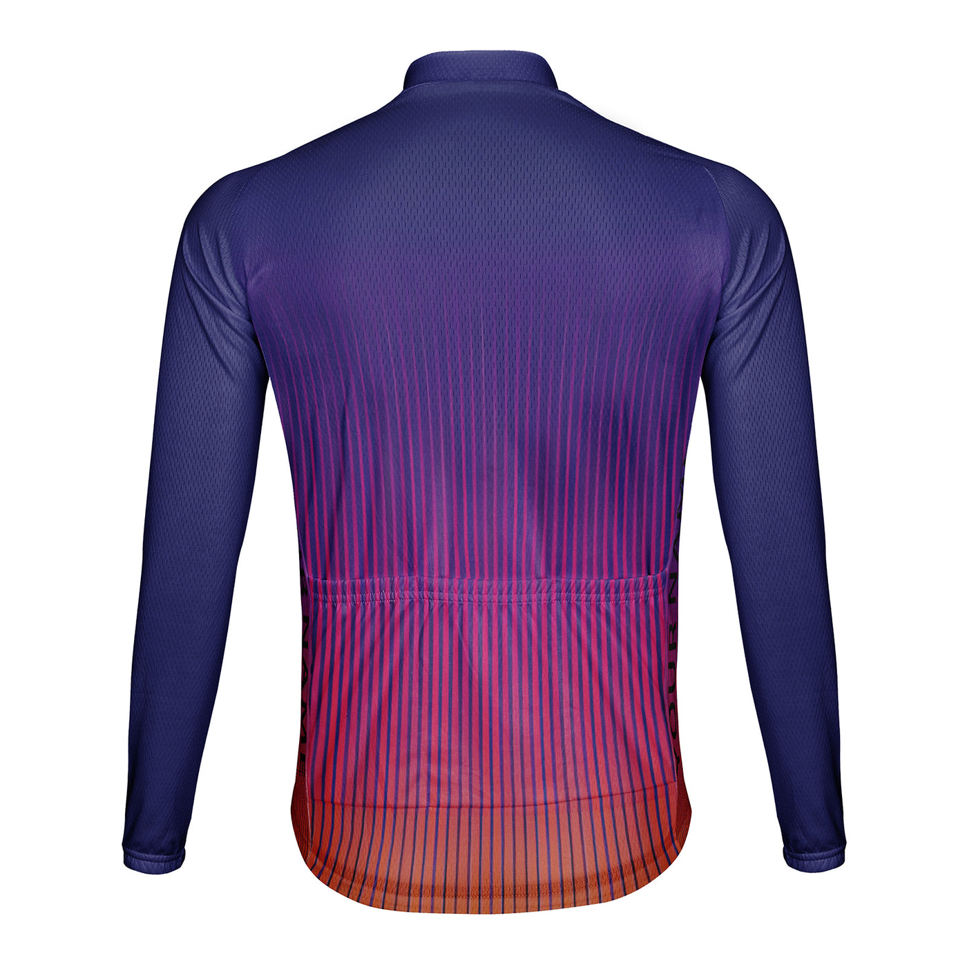 Customized Purple Red Gradient Lines Men's Winter Thermal Fleece Cycling Jersey Long Sleeve