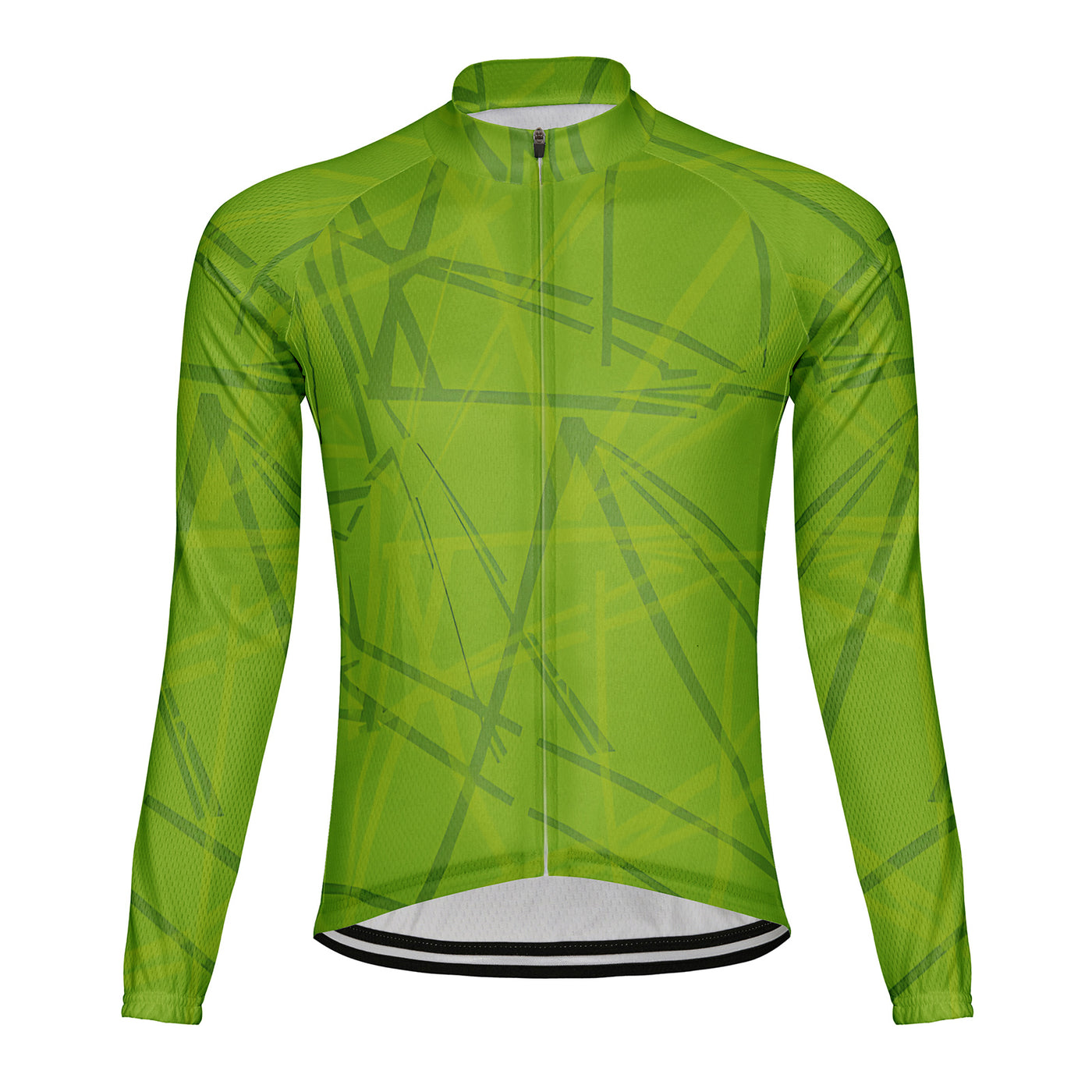 Customized Interwoven Green Lines Men's Cycling Jersey Long Sleeve
