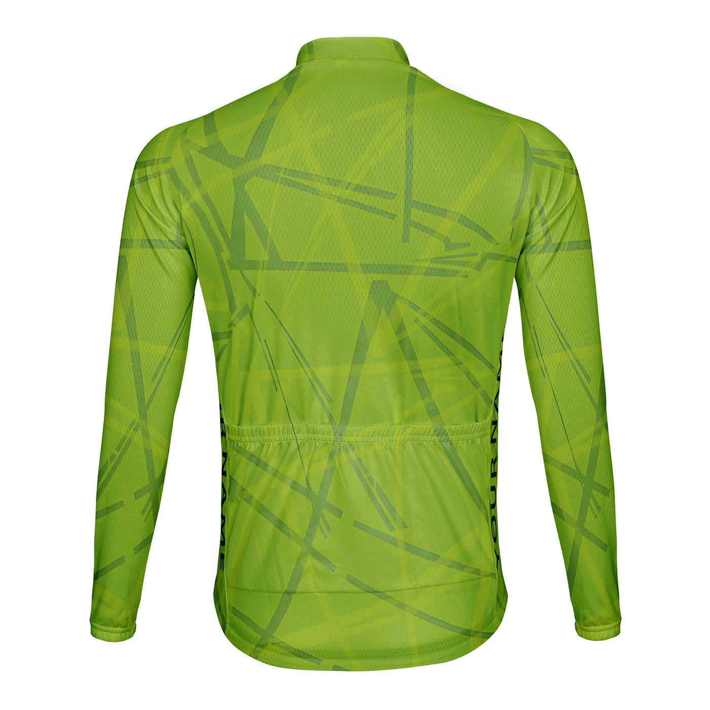 Customized Interwoven Green Lines Men's Winter Thermal Fleece Cycling Jersey Long Sleeve