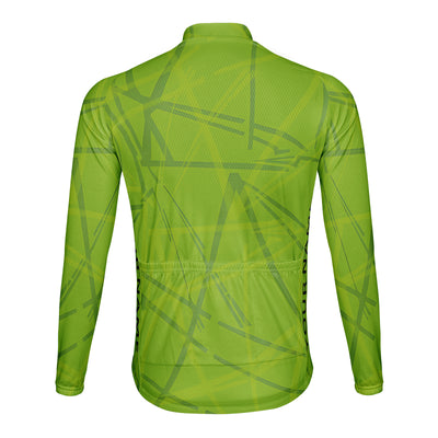 Customized Interwoven Green Lines Men's Winter Thermal Fleece Cycling Jersey Long Sleeve