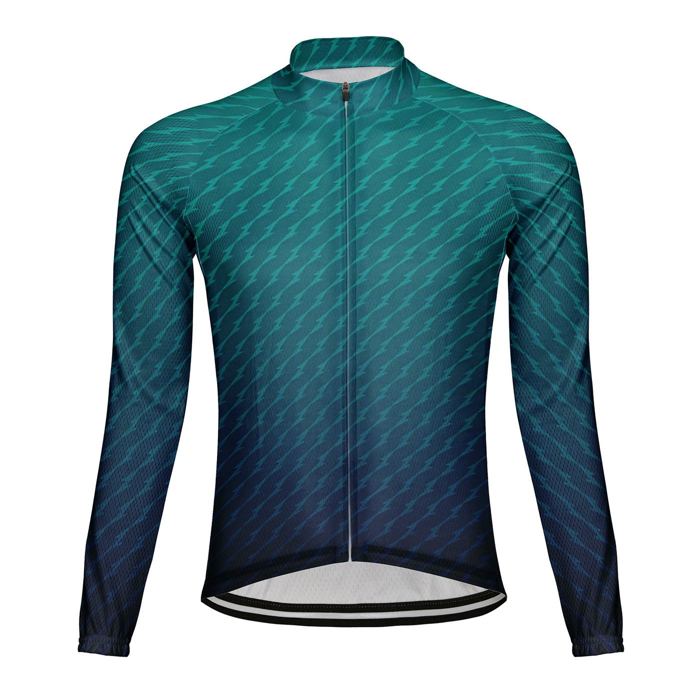 Customized Green Gradient Men's Cycling Jersey Long Sleeve