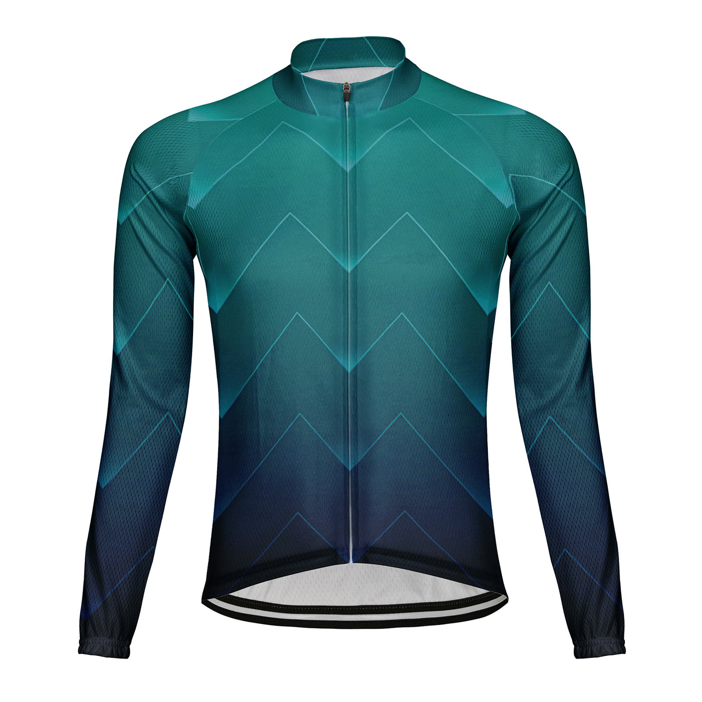 Customized Green Electrocardiogram Men's Winter Thermal Fleece Cycling Jersey Long Sleeve