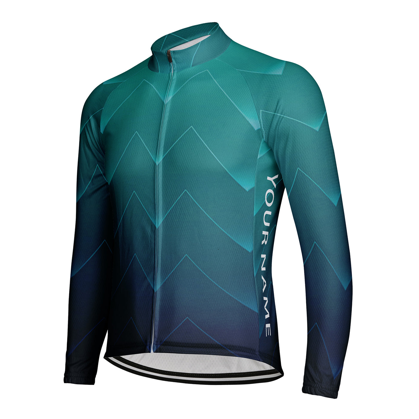 Customized Green Electrocardiogram Men's Cycling Jersey Long Sleeve