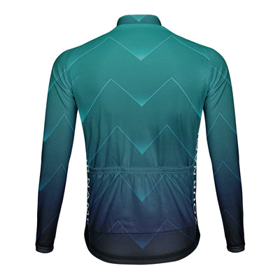 Customized Green Electrocardiogram Men's Winter Thermal Fleece Cycling Jersey Long Sleeve