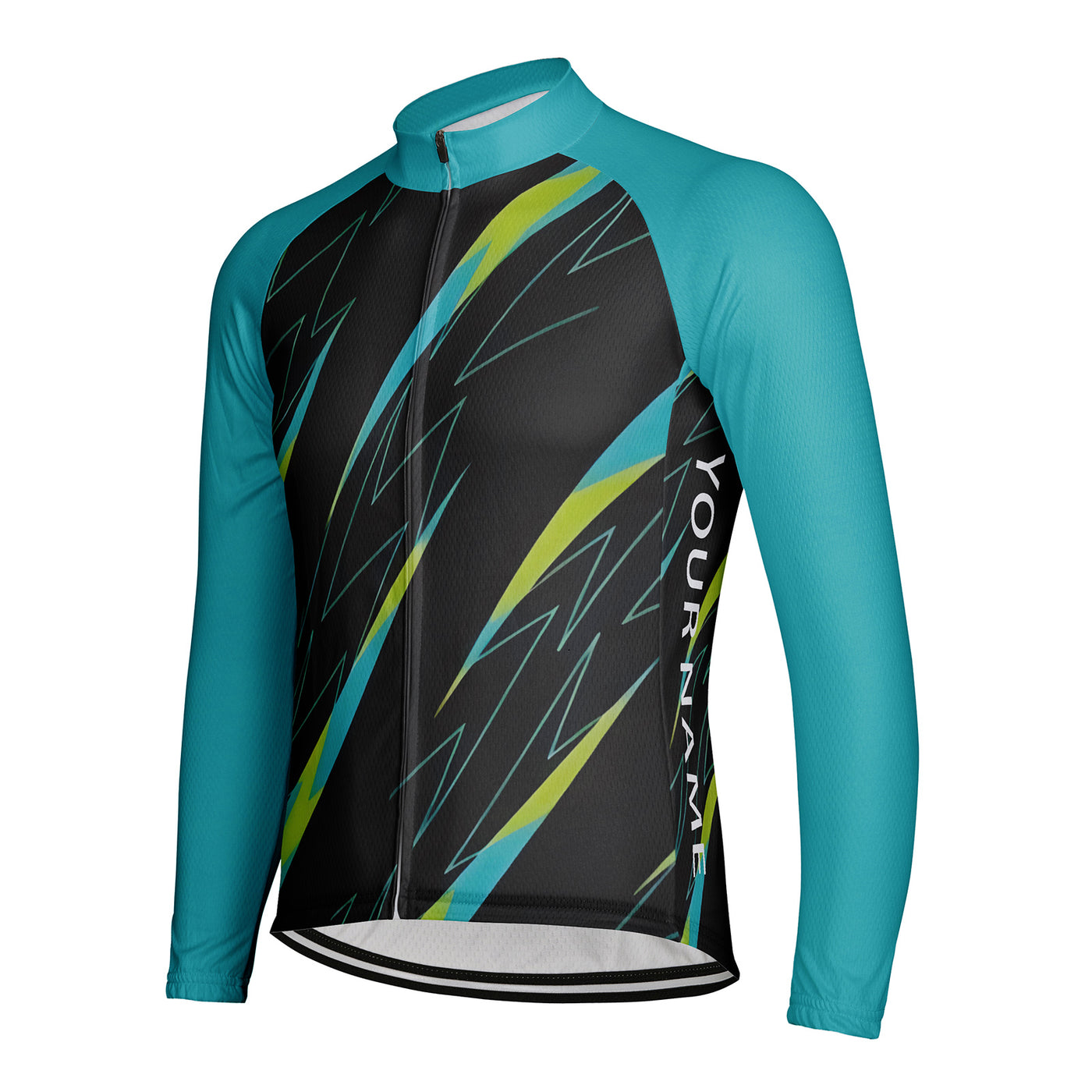 Customized Neon In The Dark Men's Winter Thermal Fleece Cycling Jersey Long Sleeve