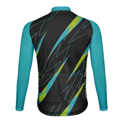 Customized Neon In The Dark Men's Winter Thermal Fleece Cycling Jersey Long Sleeve