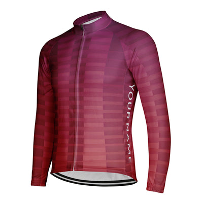 Customized Red Rhyme And Overlapping Shadows Men's Cycling Jersey Long Sleeve