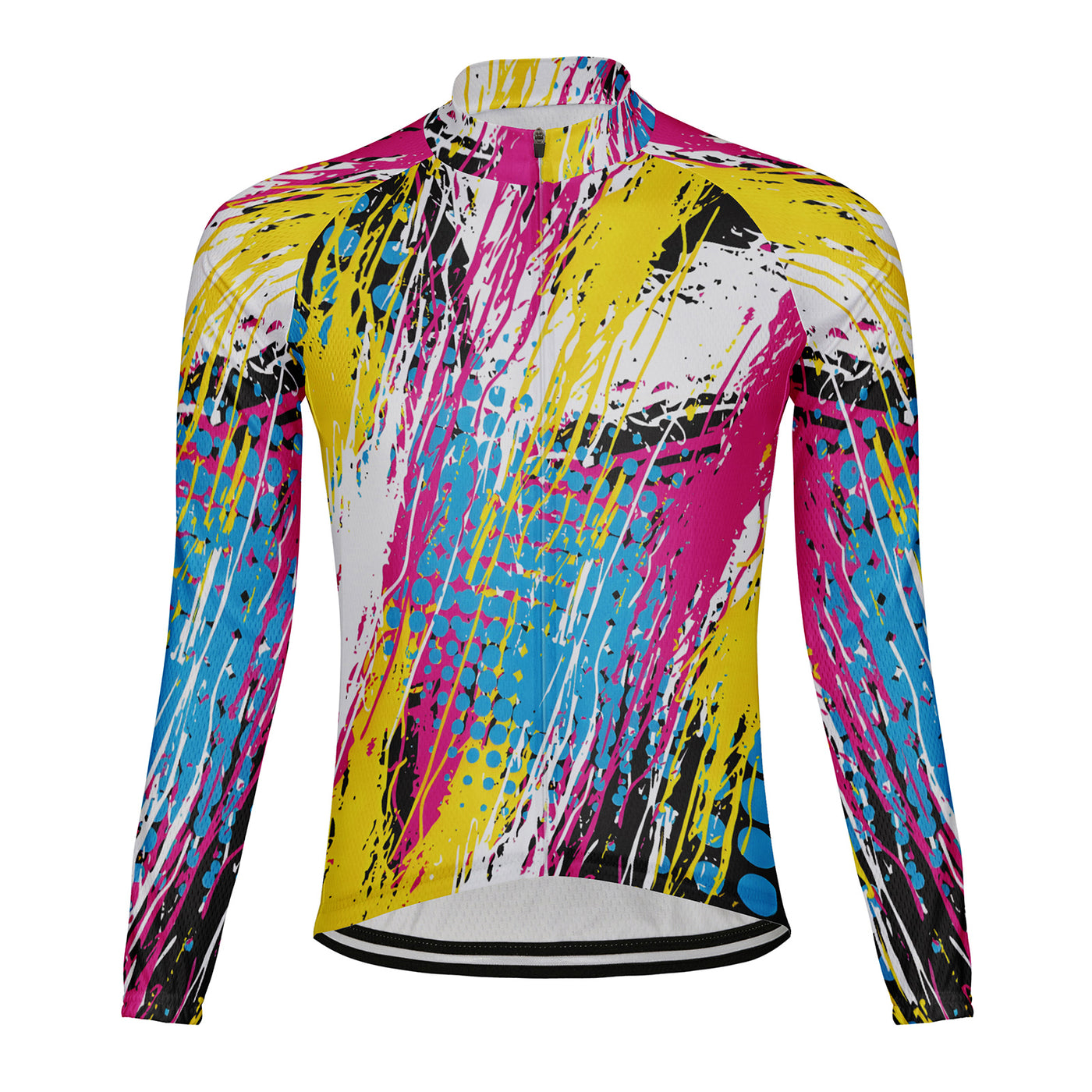 Customized Neon Splashed Ink Men's Cycling Jersey Long Sleeve
