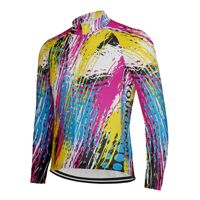 Customized Neon Splashed Ink Men's Cycling Jersey Long Sleeve