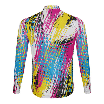 Customized Neon Splashed Ink Men's Cycling Jersey Long Sleeve
