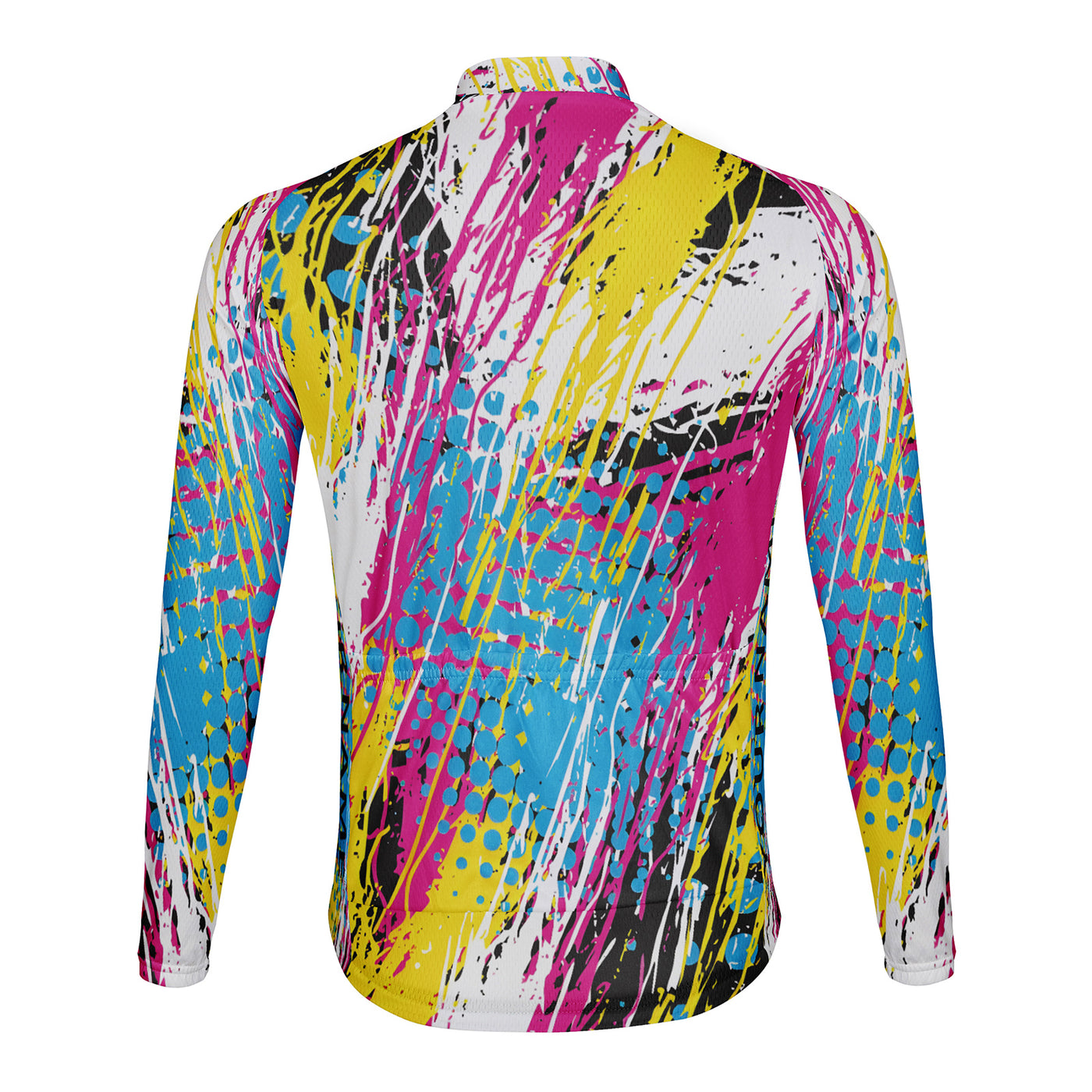 Customized Neon Splashed Ink Men's Winter Thermal Fleece Cycling Jersey Long Sleeve