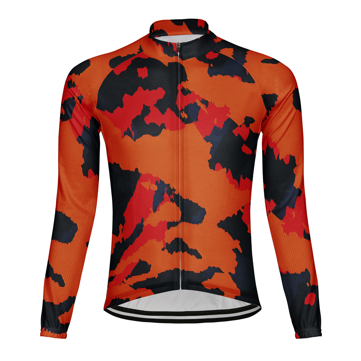 Customized Orange and Black Shards Men's Cycling Jersey Long Sleeve