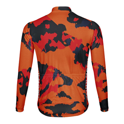 Customized Orange and Black Shards Men's Cycling Jersey Long Sleeve