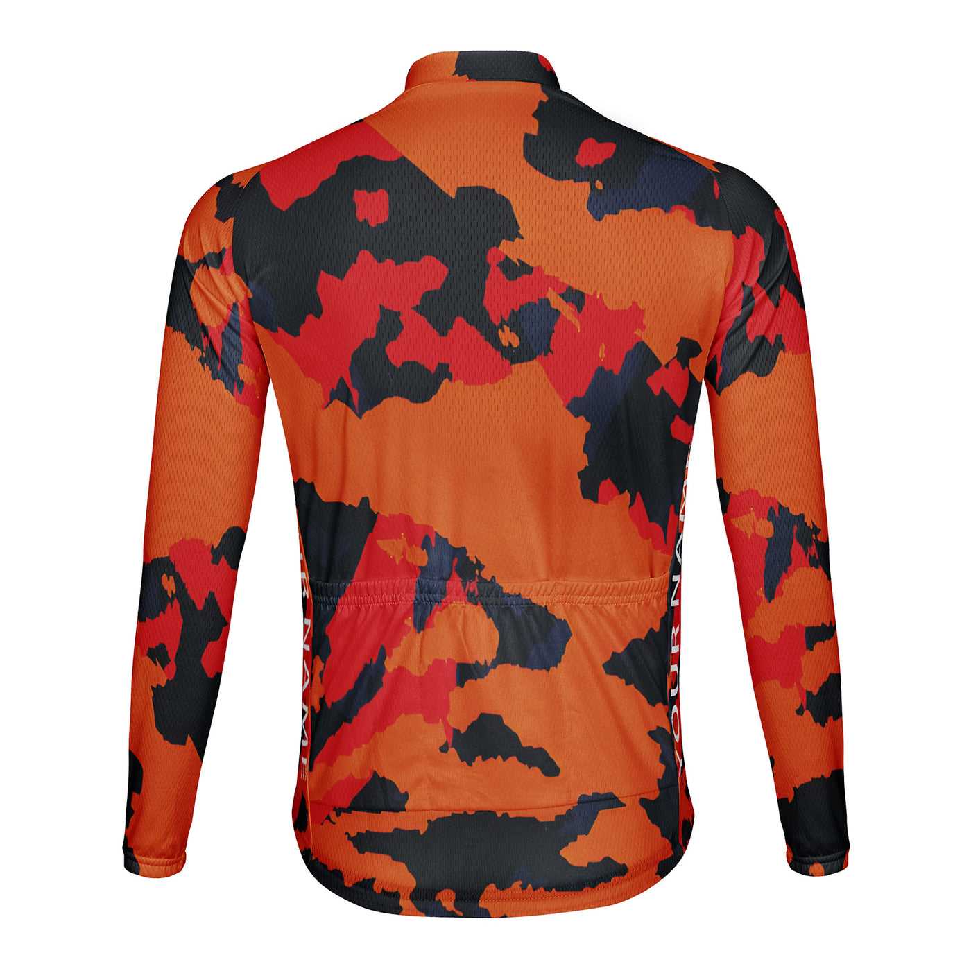 Customized Orange and Black Shards Men's Winter Thermal Fleece Cycling Jersey Long Sleeve