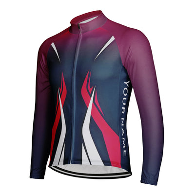 Customized The Fire Of Victory Men's Winter Thermal Fleece Cycling Jersey Long Sleeve