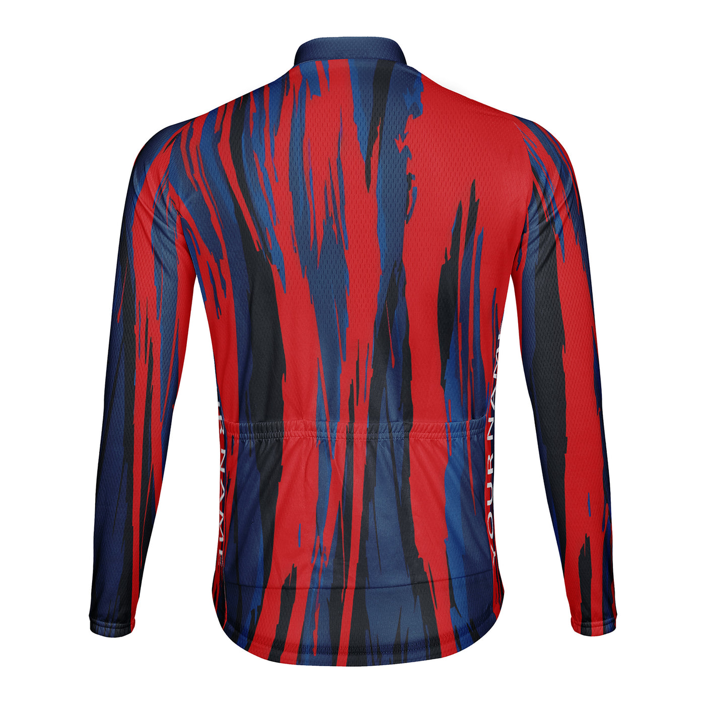 Customized Red And Blue Cracks Men's Winter Thermal Fleece Cycling Jersey Long Sleeve