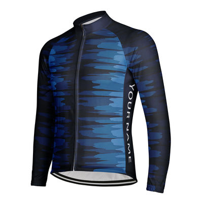 Customized Blue Glacier Men's Winter Thermal Fleece Cycling Jersey Long Sleeve