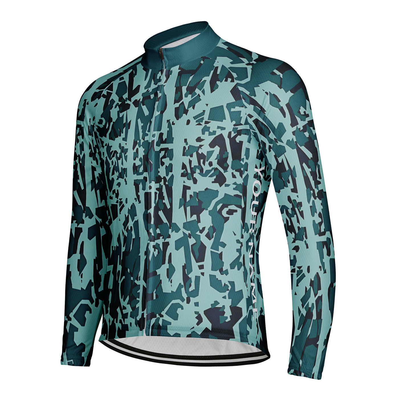 Customized Jungle Camouflage Men's Winter Thermal Fleece Cycling Jersey Long Sleeve