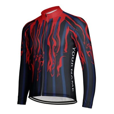Customized Red Hokage Men's Winter Thermal Fleece Cycling Jersey Long Sleeve