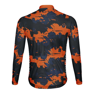 Customized Orange Camouflage Men's Cycling Jersey Long Sleeve