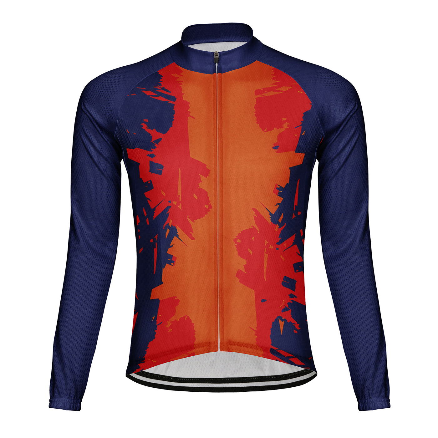 Customized Red, Blue, And Orange Contrasting Graffiti Men's Cycling Jersey Long Sleeve