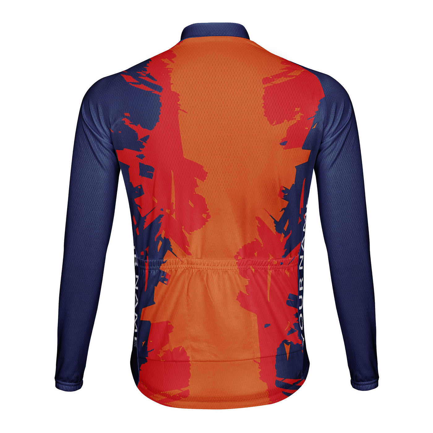 Customized Red, Blue, And Orange Contrasting Graffiti Men's Winter Thermal Fleece Cycling Jersey Long Sleeve