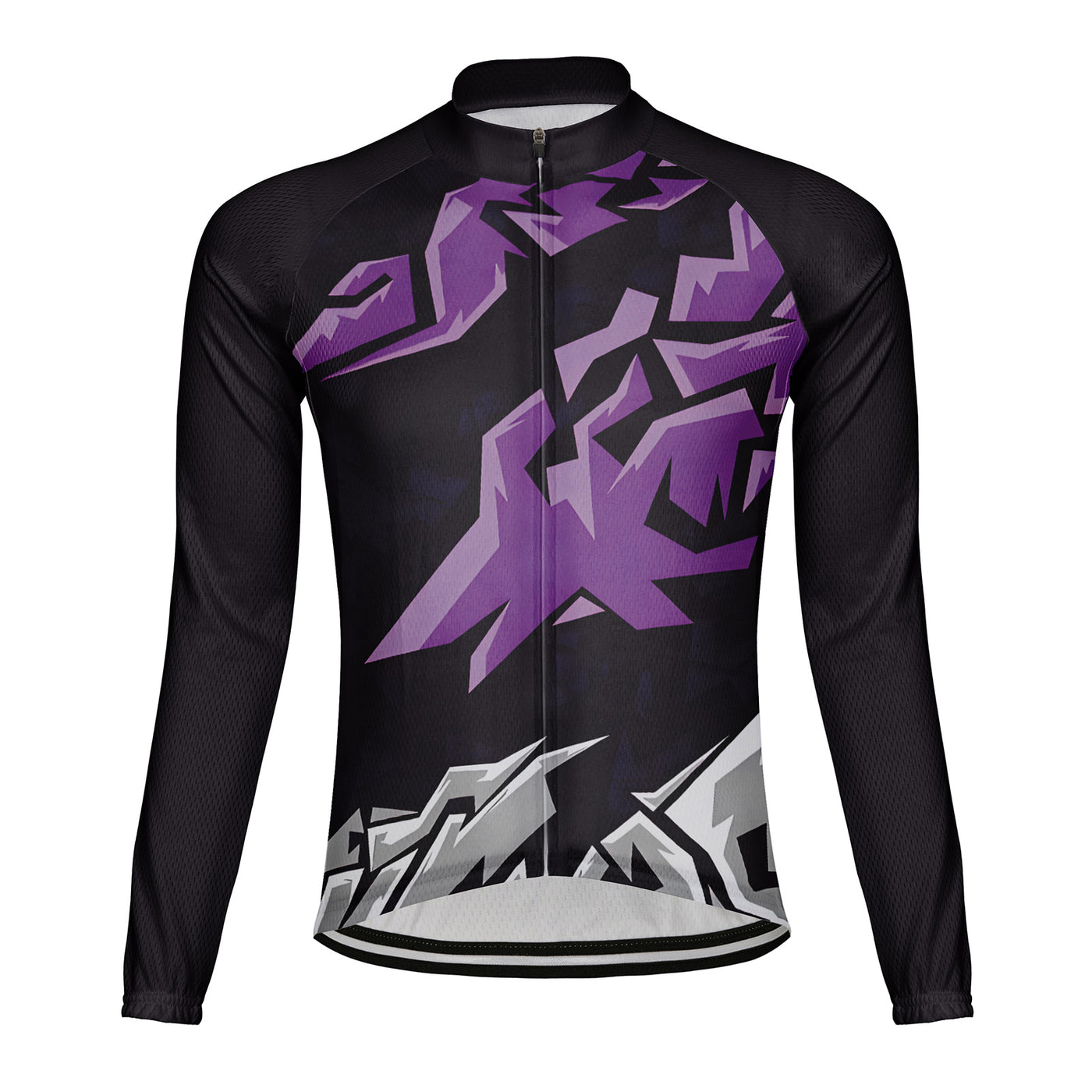 Customized Purple Grey Breaking Edge Men's Winter Thermal Fleece Cycling Jersey Long Sleeve