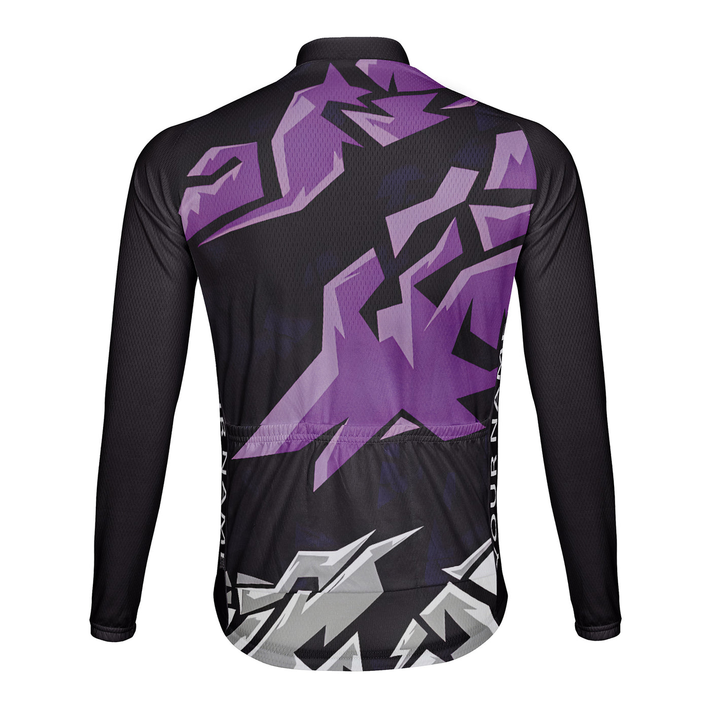 Customized Purple Grey Breaking Edge Men's Cycling Jersey Long Sleeve