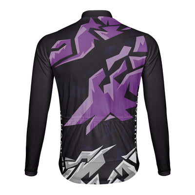 Customized Purple Grey Breaking Edge Men's Winter Thermal Fleece Cycling Jersey Long Sleeve
