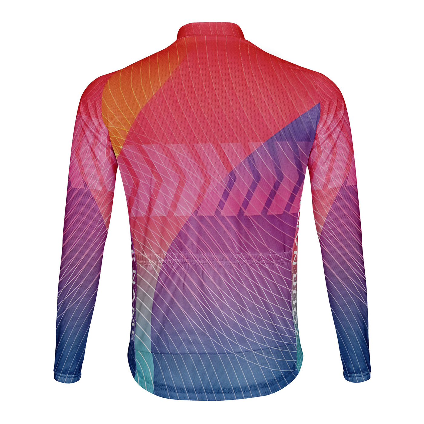 Customized Orange Blue Illusion Realm Men's Cycling Jersey Long Sleeve