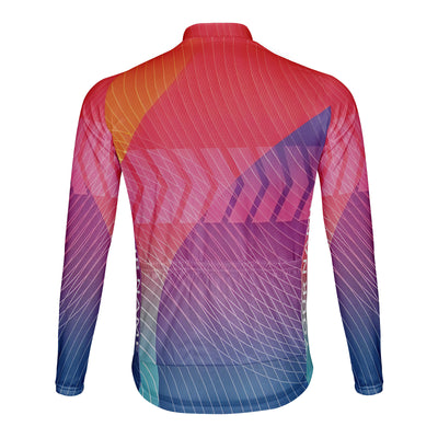 Customized Orange Blue Illusion Realm Men's Cycling Jersey Long Sleeve