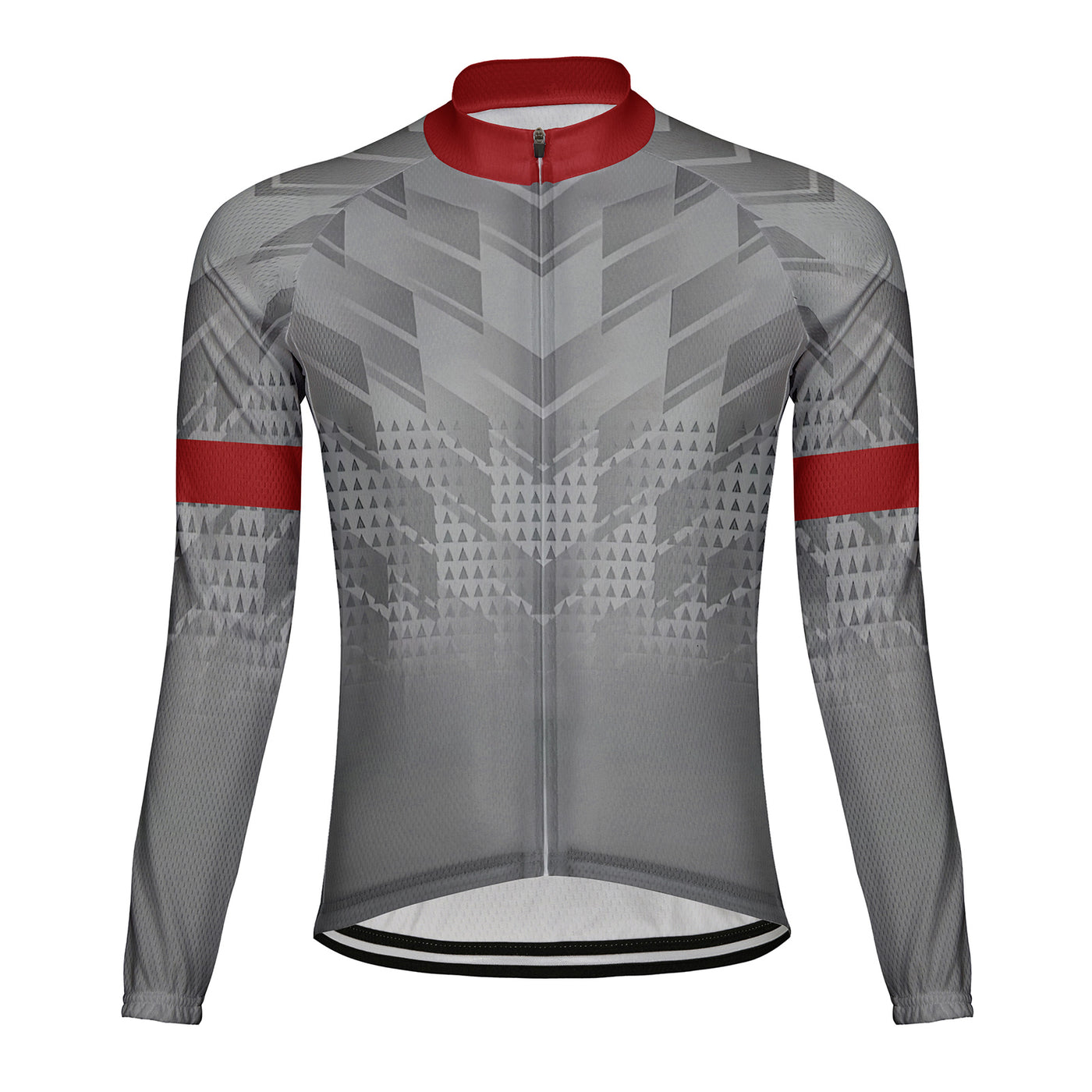 Customized Gradient Gray Men's Winter Thermal Fleece Cycling Jersey Long Sleeve