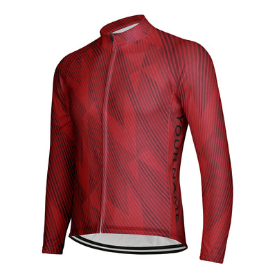 Customized Diagonal Line Men's Winter Thermal Fleece Cycling Jersey Long Sleeve