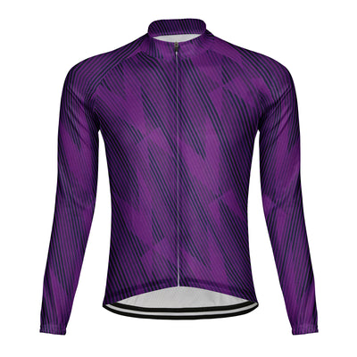 Customized Diagonal Line Men's Winter Thermal Fleece Cycling Jersey Long Sleeve