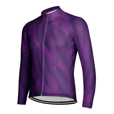 Customized Diagonal Line Men's Winter Thermal Fleece Cycling Jersey Long Sleeve