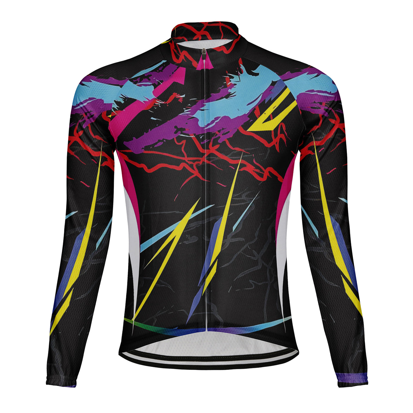 Customized Neon Lightning Phantom Men's Winter Thermal Fleece Cycling Jersey Long Sleeve