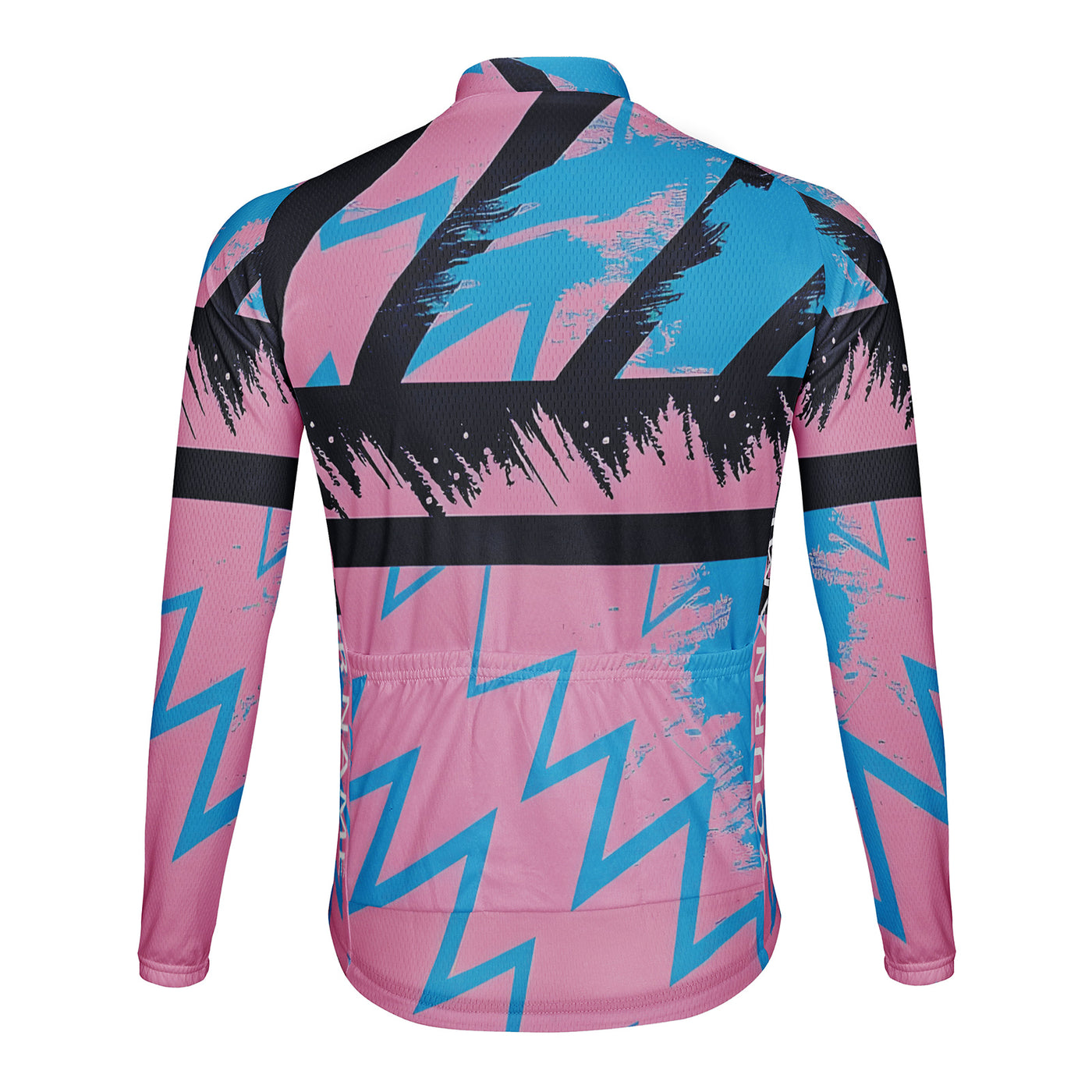 Customized Color-Blocking Zigzag·Retro Wave Men's Winter Thermal Fleece Cycling Jersey Long Sleeve