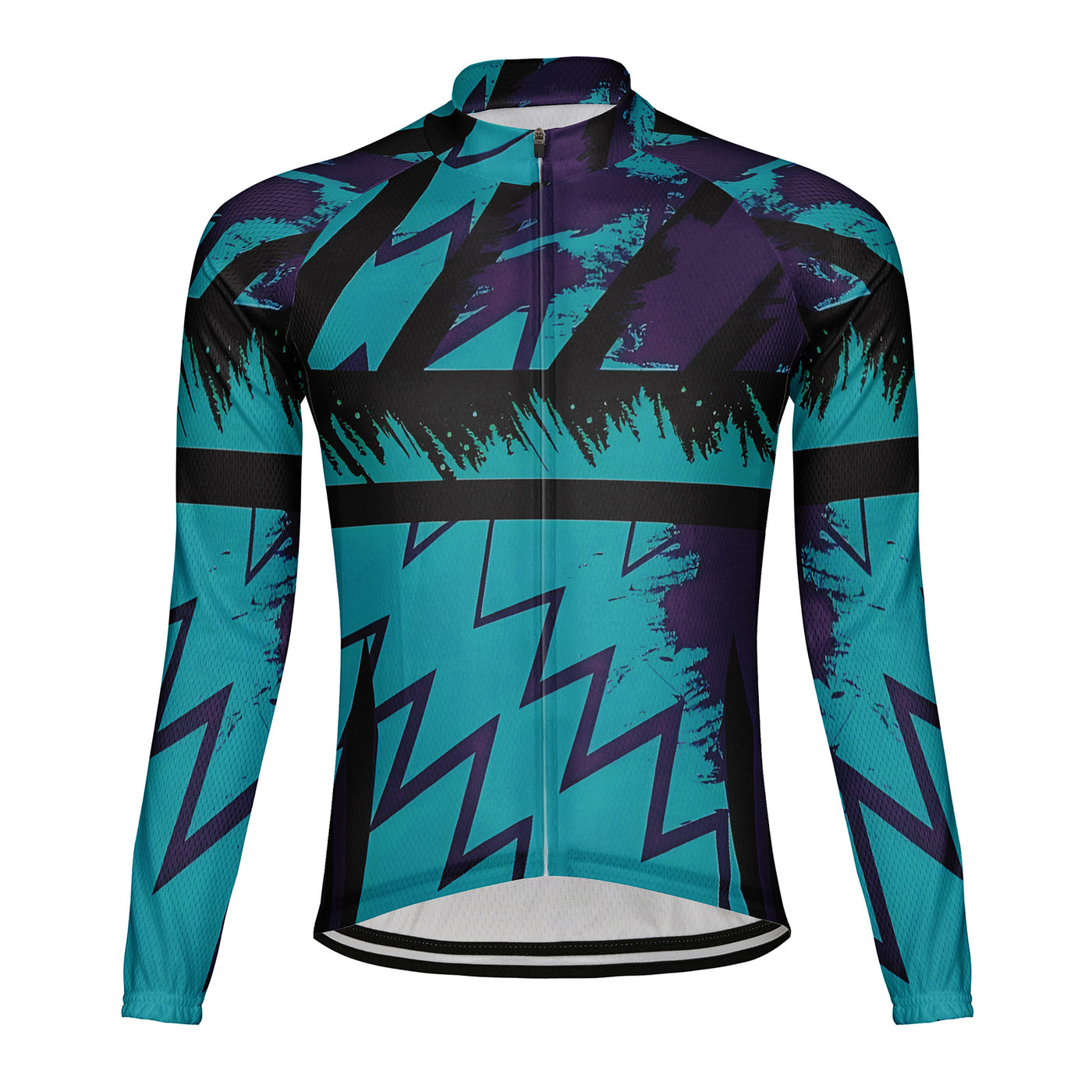 Customized Color-Blocking Zigzag·Retro Wave Men's Cycling Jersey Long Sleeve