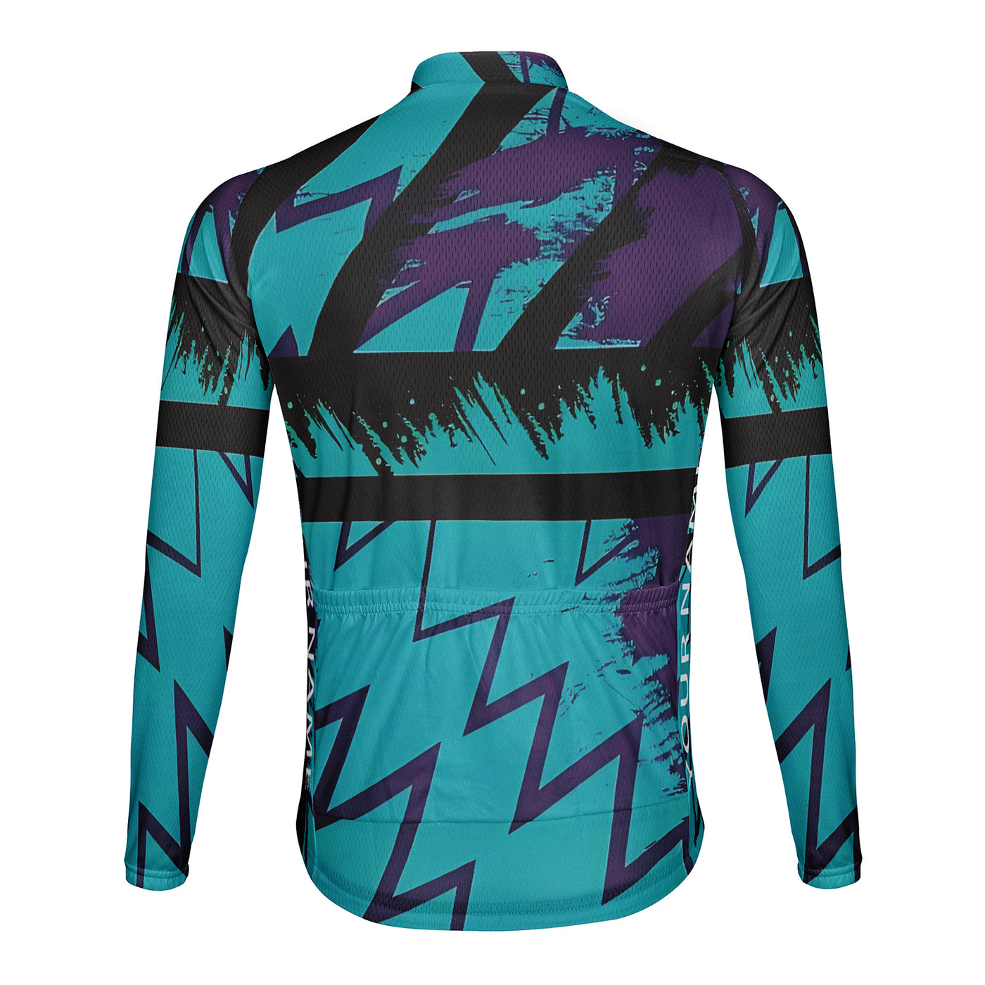 Customized Color-Blocking Zigzag·Retro Wave Men's Winter Thermal Fleece Cycling Jersey Long Sleeve